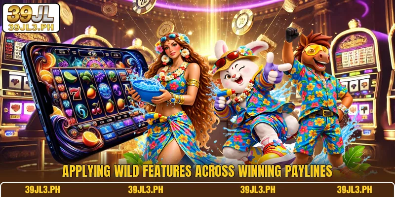 Applying wild features across winning paylines