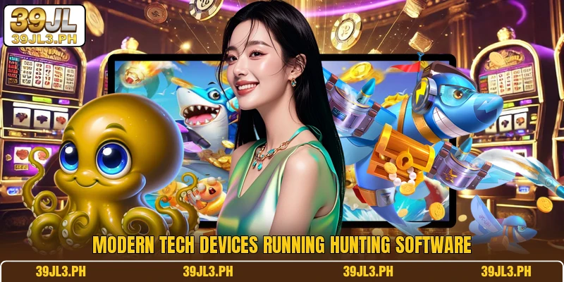 Modern tech devices running hunting software